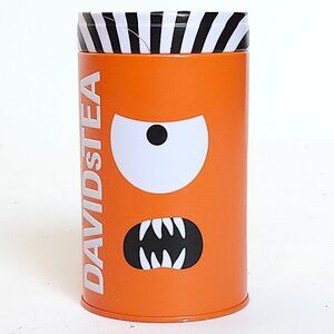 DAVIDS TEA HALLOWEEN TIN MONSTER CYCLOPS One Eyed Monster BRIGHT Orange Black